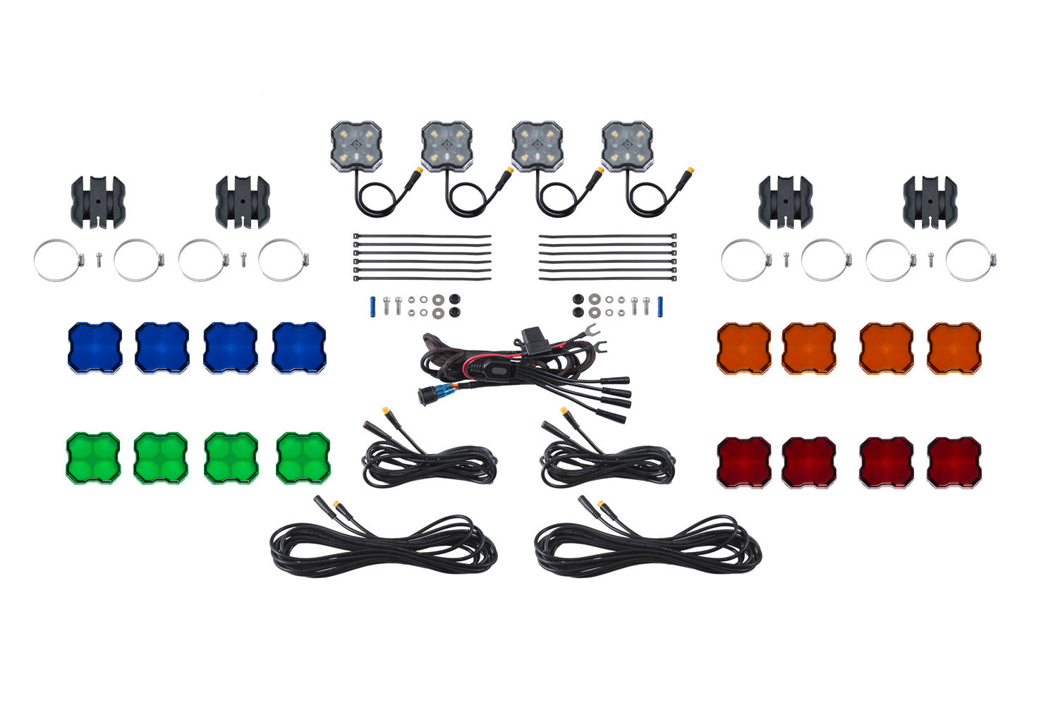 Stage Series SXS Rock Light Installed Kit White Diffused M8 (4-pack)