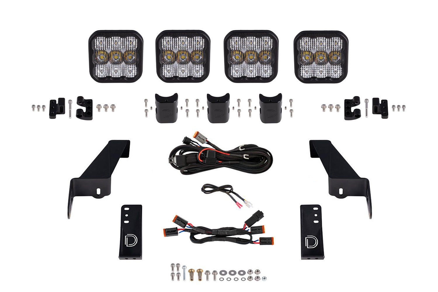 Jeep JL SS5 4-Pod CrossLink Grille Lightbar Kit  Sport White Combo