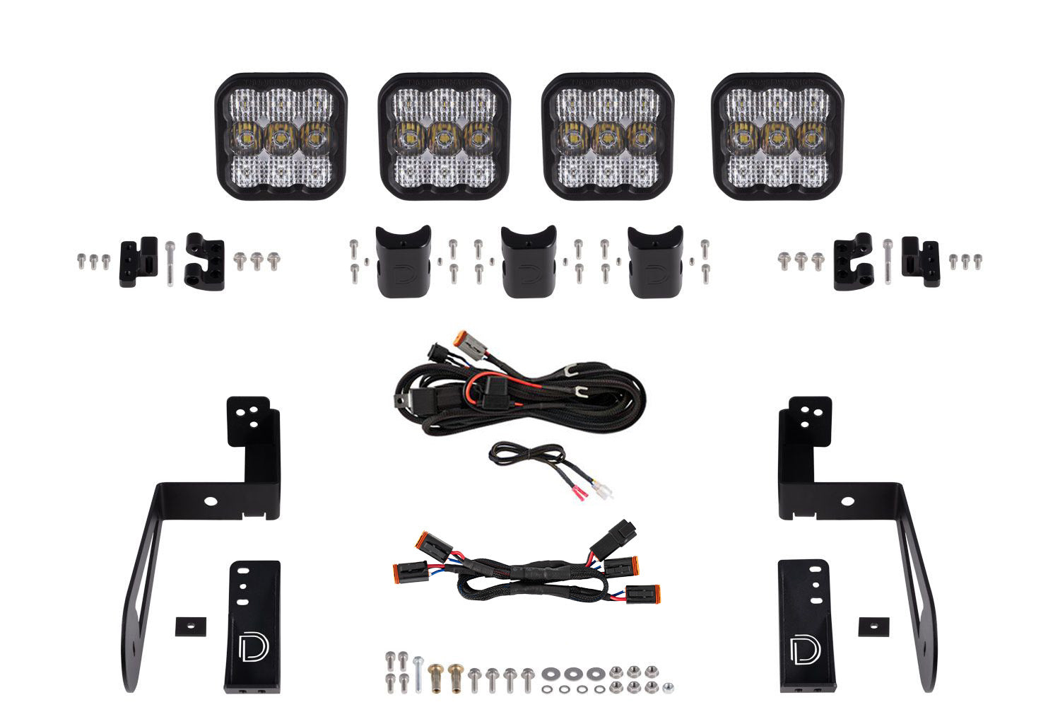 Jeep JK SS5 4-Pod CrossLink Grille Lightbar Kit  Pro White Combo