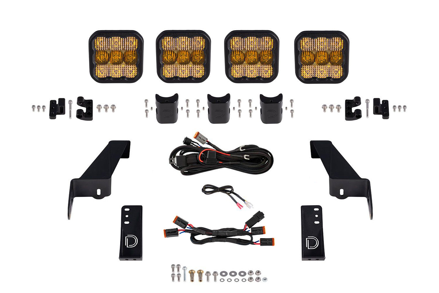 Jeep JK SS5 4-Pod CrossLink Grille Lightbar Kit  Pro Yellow Combo