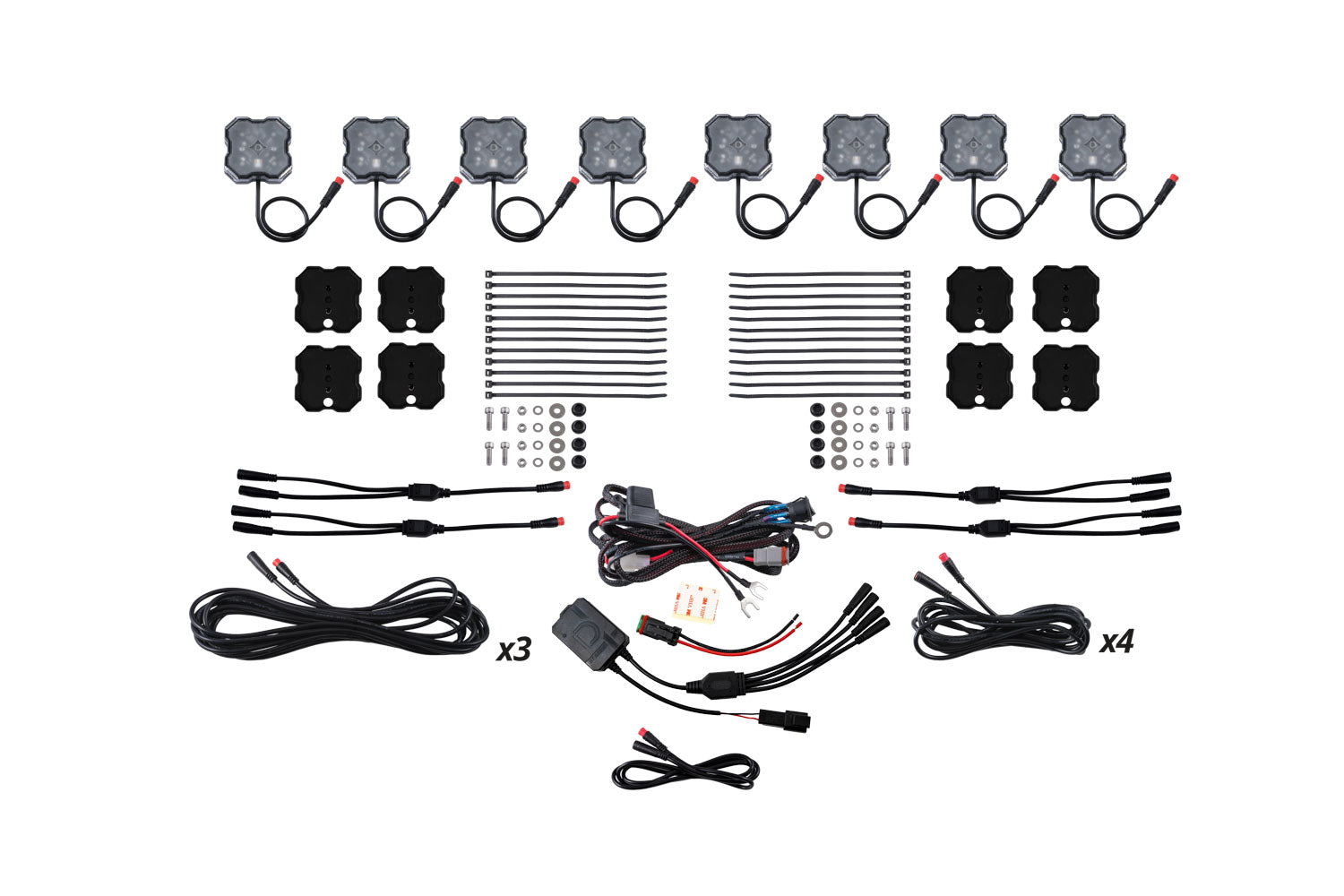 RGBW Rock Light Installer Magnet Mount Kit w/Controller (8-pack)