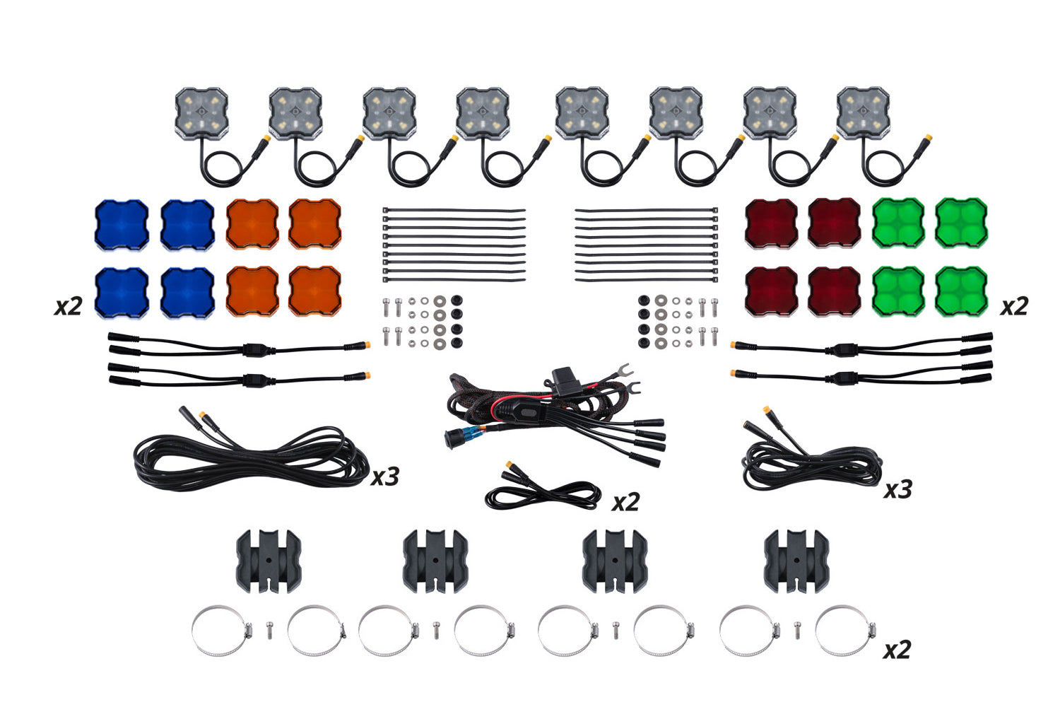 Stage Series SXS Rock Light Installer Kit  White Diffused M8 (8-pack)