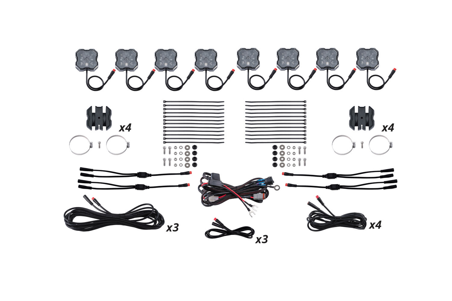 Stage Series SXS Rock Light Installer Kit  RGBW M8 (8-pack)